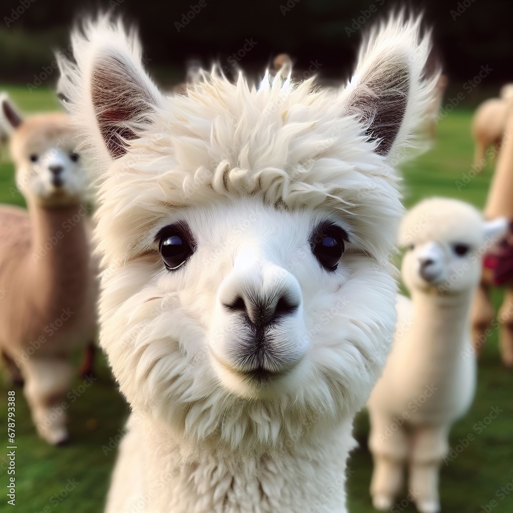 Interesting illustration with alpaca. Generative AI Interesting illustration with alpaca. Generative AI