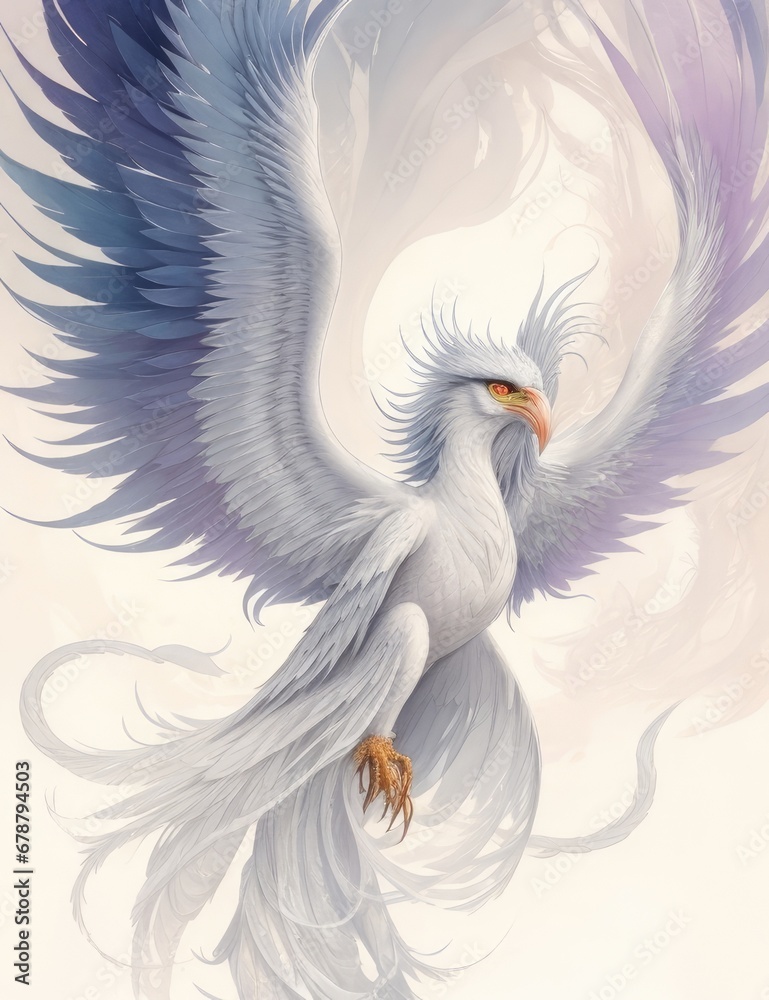 Obraz premium 3d rendering of a white eagle with wings spread in the wind 