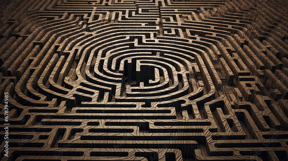 Picture Illustrates Abstract Lines and Forms Shaping a Labyrinth, Emblematic of Life's Journey Picture Illustrates Abstract Lines and Forms Shaping a Labyrinth, Emblematic of Life's Journey