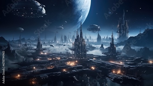 Grand Space Hub, Encircled by Cosmic Structures, Evokes a Floating City in Space © JVLMediaUHD