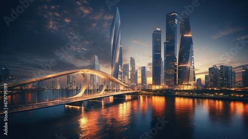 Technology and Centuries-Old Skyscrapers Merge, Illuminated Bridges Enhance the Fusion with Heave © JVLMediaUHD