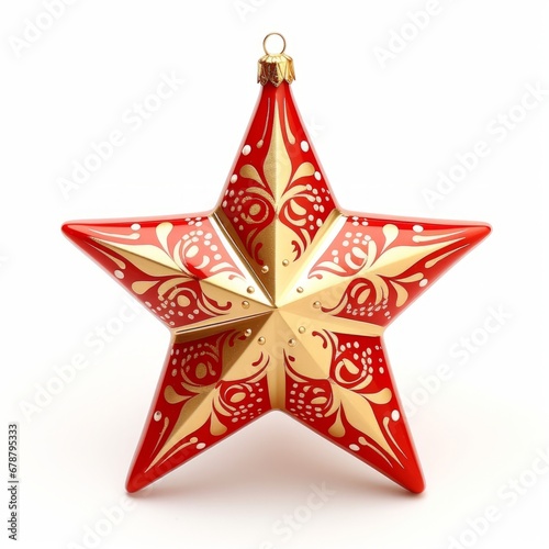 Shimmering Star Christmas Tree Ornament on White Background  Generative AI