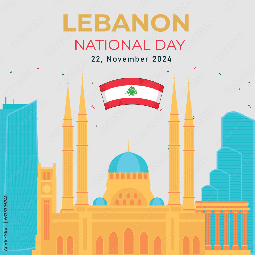 Fototapeta premium Lebanon Independence Day Social Media Post. Vector Illustration. suitable for, poster and banner. 
