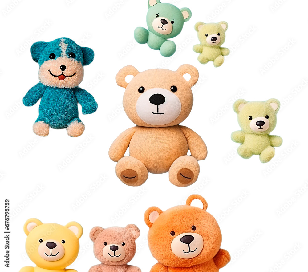 set of teddy bears on an isolated background, PNG set of teddy bears on an isolated background, PNG