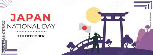 Japan Independence Day.  Japanese National Day Horizontal Banner with Geometric Pattern. Vector Illustration. suitable for, poster and banner. 