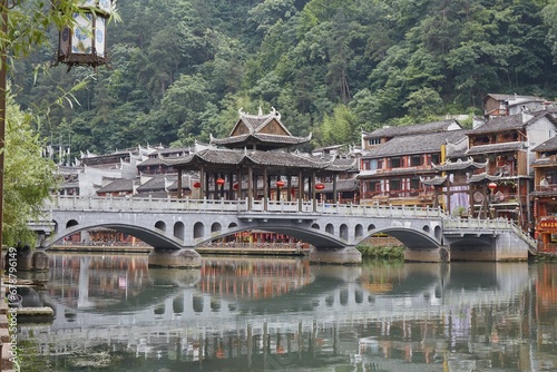 Fenghuang Ancient Town in Hunan Provice, China is known for its traditional stilt houses