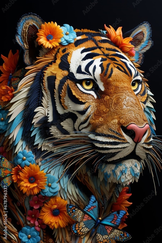 Portrait of a colorful tiger