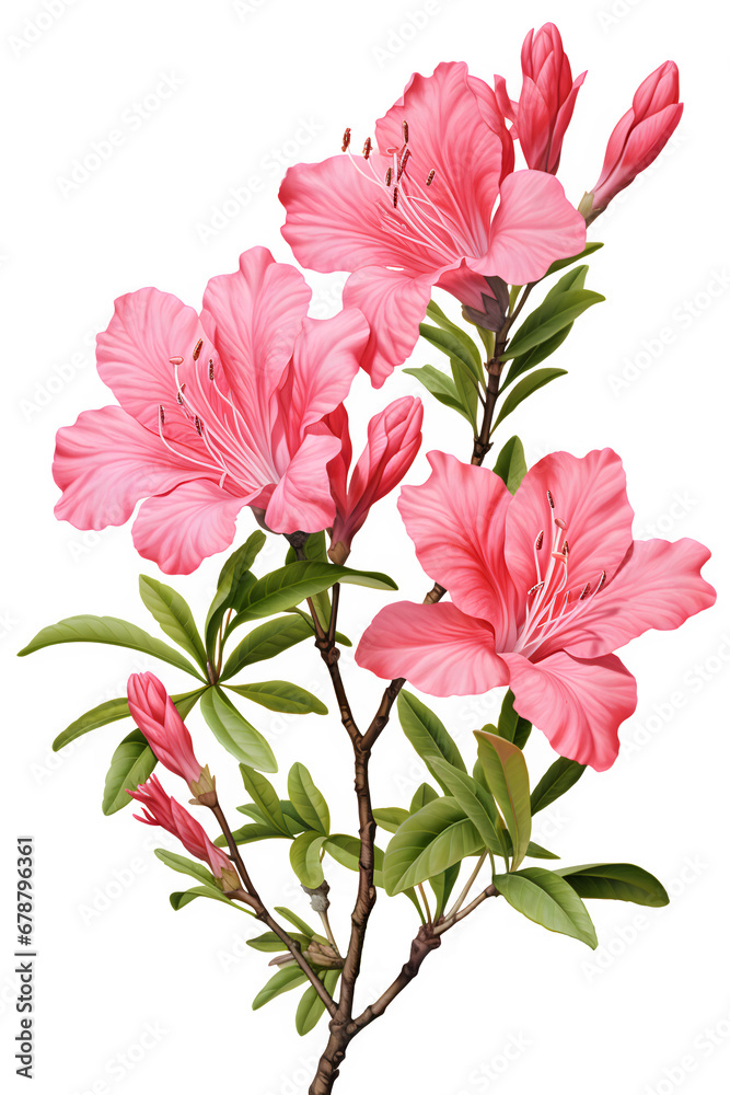 Azalea branch with pink flower, transparent background Azalea branch with pink flower, transparent background