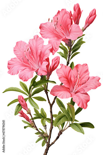 Azalea branch with pink flower, transparent background