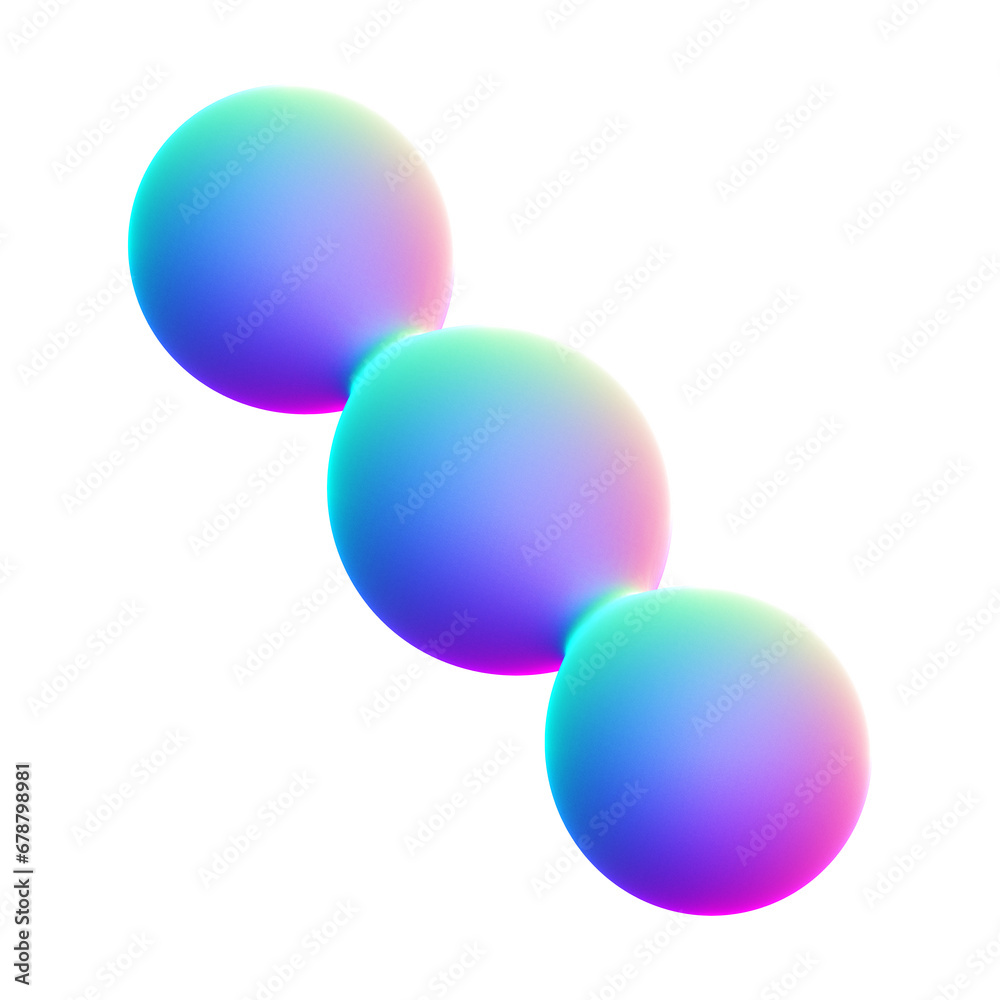 Holographic 3D shape isolated on a transparent background. Trendy abstract geometric design element in blue, purple, and pink colors.