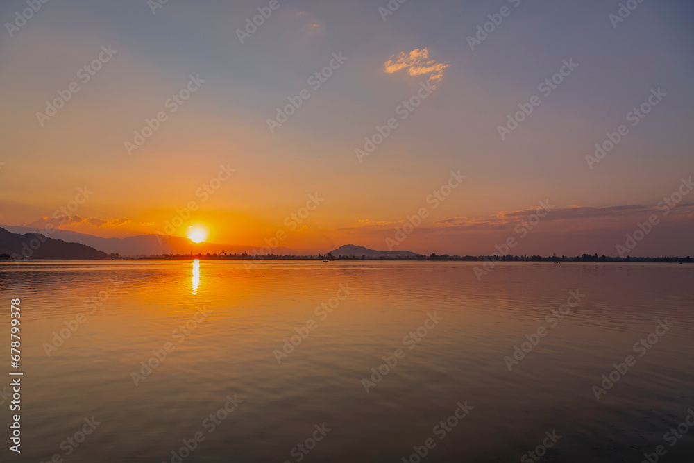 Sunset on Dale lake in Srinagar,jammu kashmir,India