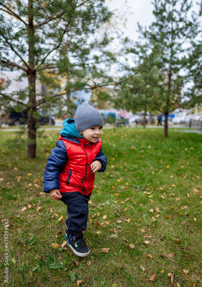 A Curious Little Boy Exploring the Verdant Grassland. A little boy that is standing in the grass A Curious Little Boy Exploring the Verdant Grassland. A little boy that is standing in the grass