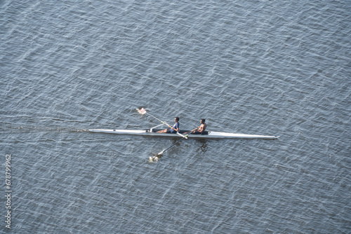 people kayaking in the lake