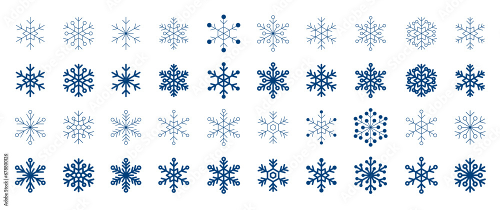 40 snow snowflake set minimal simple line winter holiday season celebrate white christmas frozen ice sparkling vector illustration graphic design