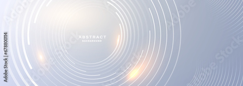 Grey white abstract background with white circle lines, technology hi-tech futuristic template. Vector illustration