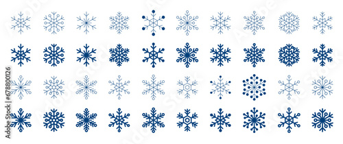 40 snow snowflake set minimal simple line winter holiday season celebrate white christmas frozen ice sparkling vector illustration graphic design