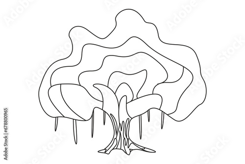 Hand drawn tree line art vector.	