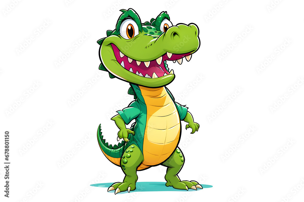 Fototapeta premium A Cartoonish Crocodile in a Playful Pose (PNG 10800x7200)