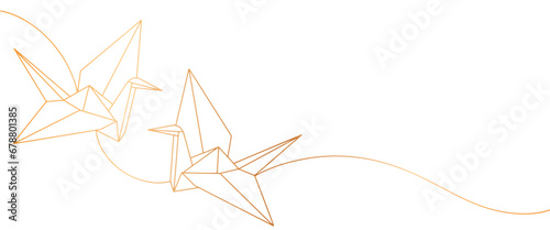 Crane origami line art vector illustration photo
