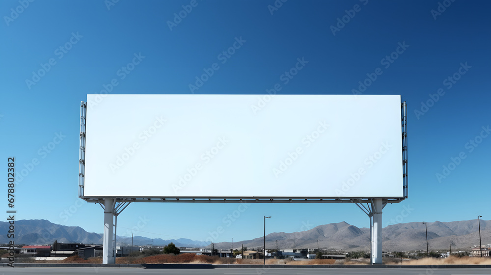 Obraz premium Blank billboard mockup against blue sky