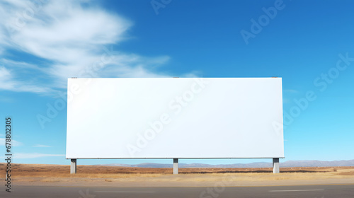 Blank billboard mockup against blue sky