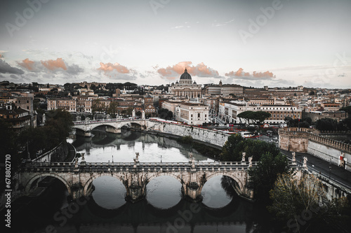 Obraz na płótnie Beautiful sunrise over the Vatican City and Rome. Italy. Aerial Drone Photo w salonie