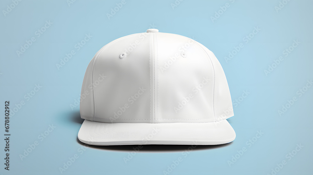 Blank white snapback hat mockup on plain background Blank white snapback hat mockup on plain background