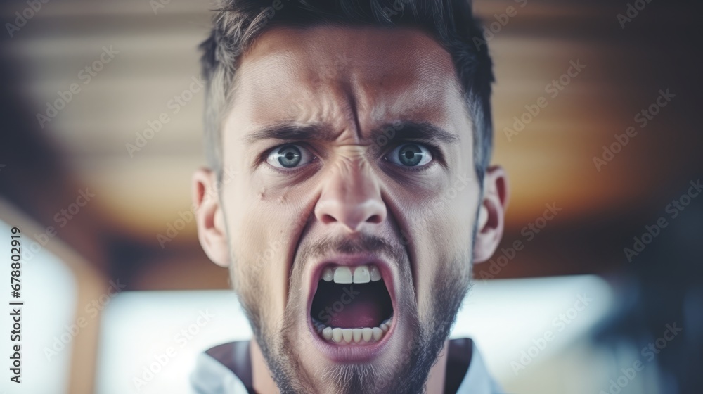 Sportsman's face emotions after victory. The concept of intensity and achievement Sportsman's face emotions after victory. The concept of intensity and achievement
