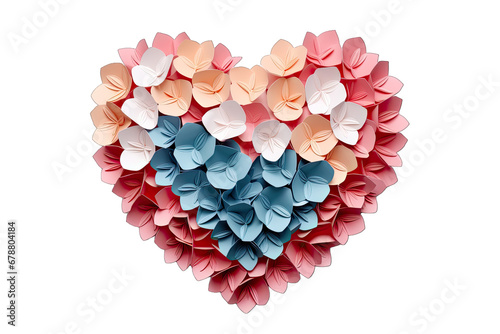 Top View Beautiful Paper Flower Fullcolor With Loves On Transparent Background