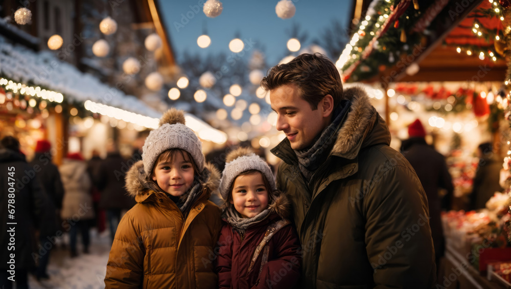 Besuch auf dem weihnachtsmarkt, generated image ilustración de Stock