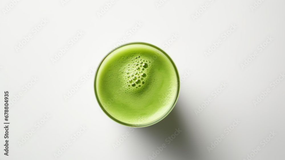 matcha green tea on a light background - obrazy, fototapety, plakaty 