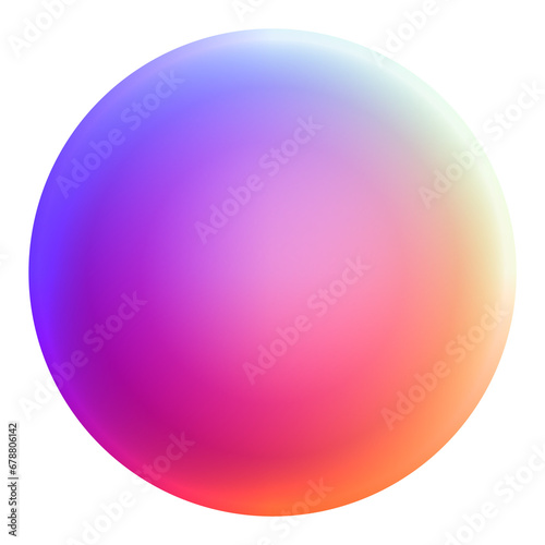 Holographic 3D shape isolated on a transparent background. Trendy abstract geometric design element in purple and pink colors.