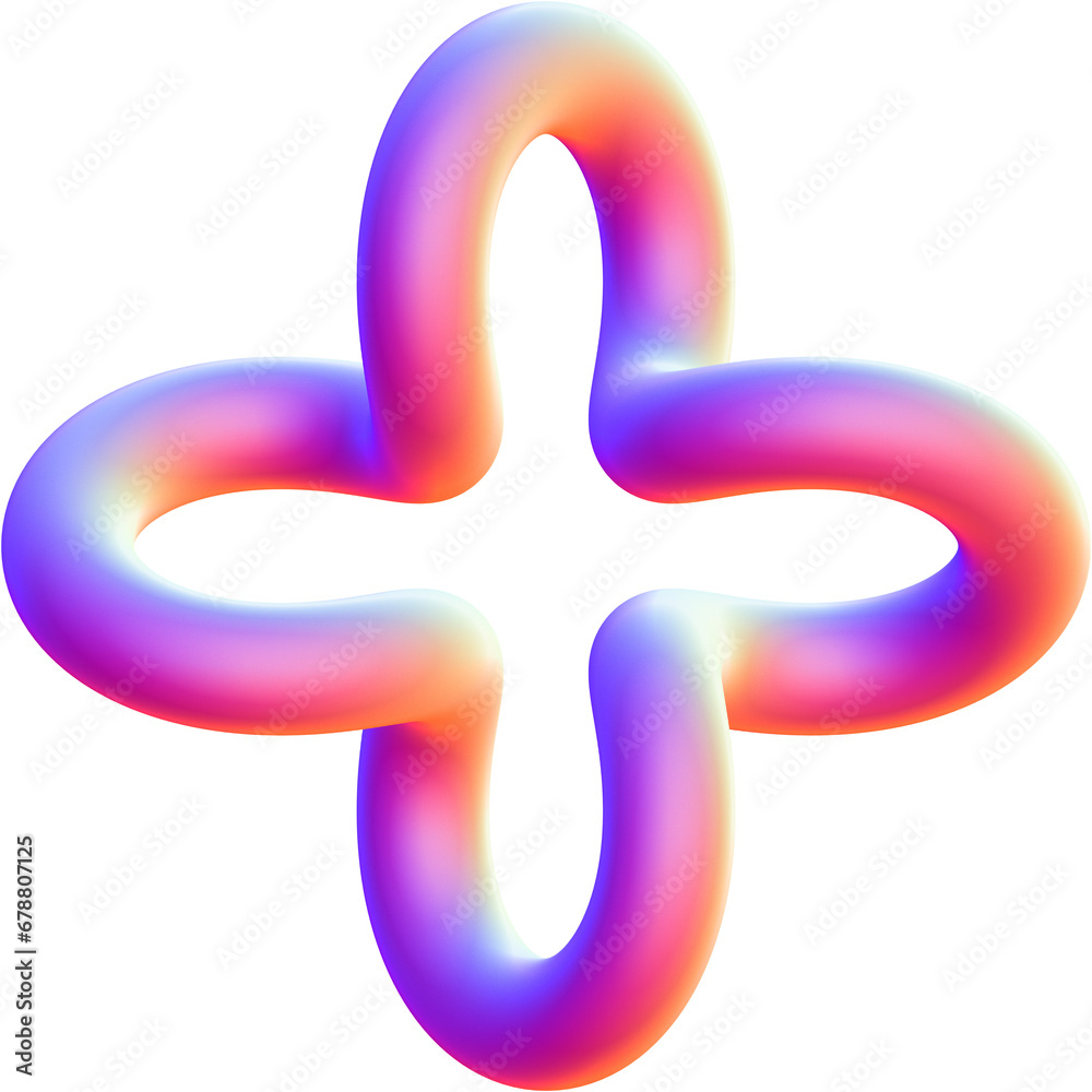 Holographic 3D shape isolated on a transparent background. Trendy abstract geometric design element in purple and pink colors. Holographic 3D shape isolated on a transparent background. Trendy abstract geometric design element in purple and pink colors.