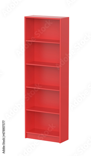 Fototapeta Naklejka Na Ścianę i Meble -  Tall red bookcase on transparent background