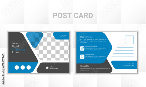 Post Card Template Layout, Creative corporate business Modern postcard design template.

