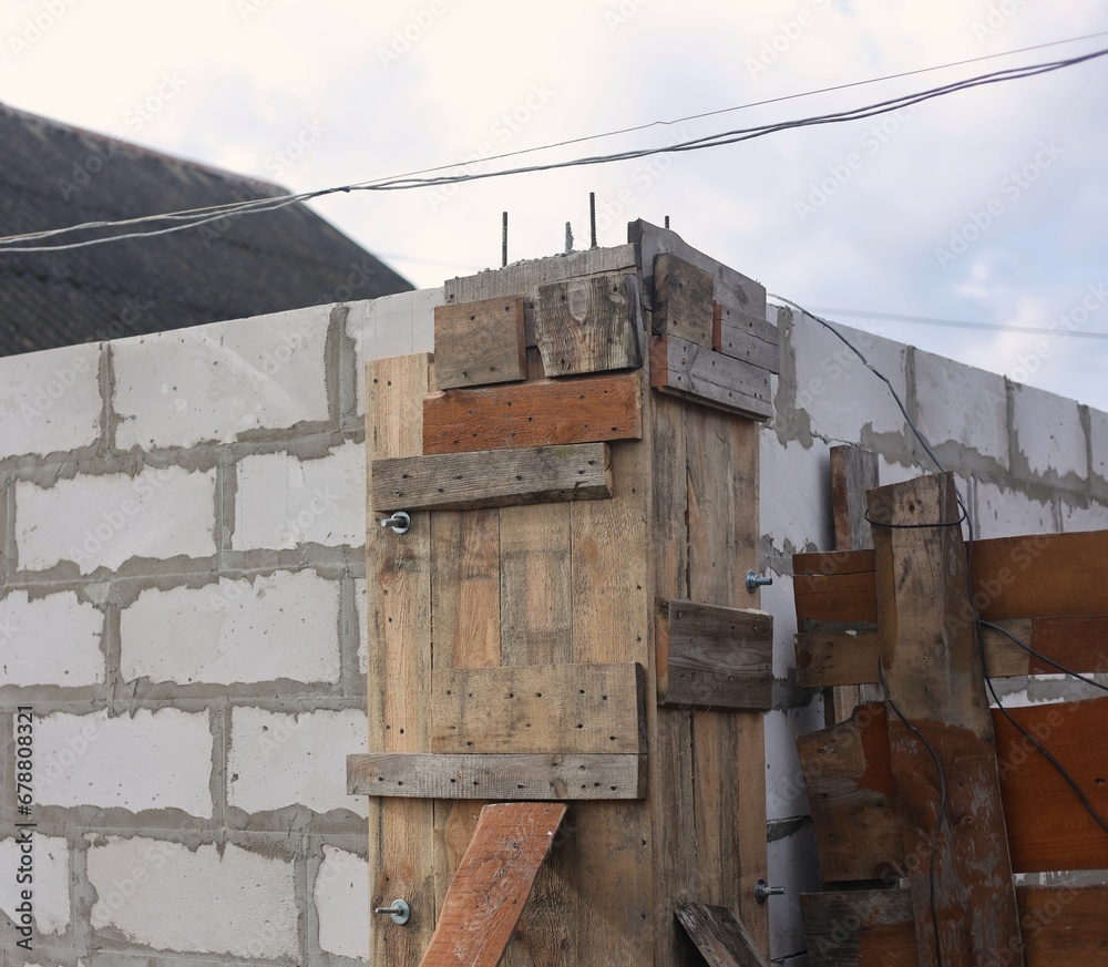 Fototapeta premium formwork, wooden panels at a construction site