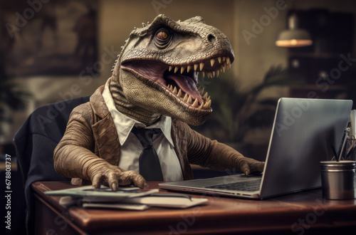 When prehistoric meets the modern office: a humorous take on corporate life and technology
