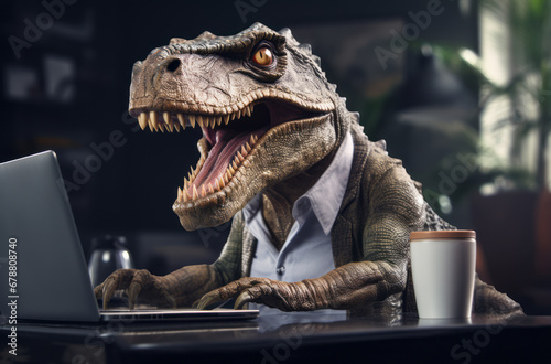 When prehistoric meets the modern office: a humorous take on corporate life and technology