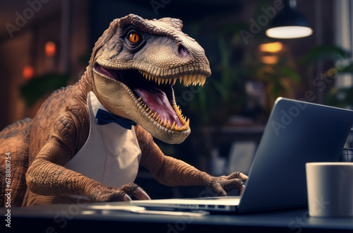 When prehistoric meets the modern office  a humorous take on corporate life and technology