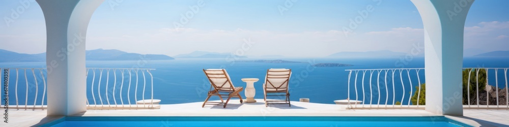 Chairs by the Poolside Inviting You to a Serene Beach Vacation Generative AI