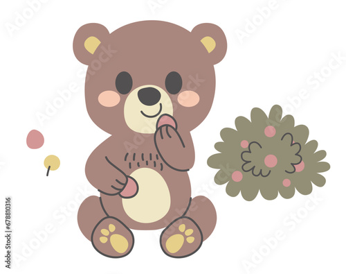 Cute baby bear eating fresh...