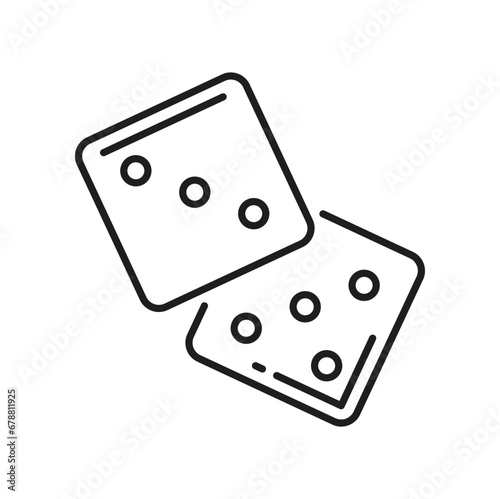 Dice isolated object of vector gambling design, casino, craps and poker. White cubes for tabletop or board games