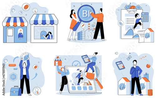 Local business. Vector illustration. Company promotion is necessary for businesses to increase brand visibility and attract new customers Consumerism drives demand for products and services