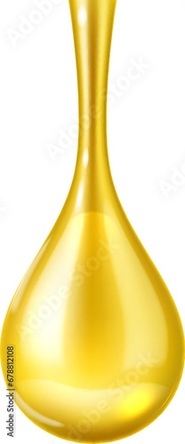 Realistic olive oil drop dripping, golden liquid essence or honey, isolated vector 3D. Extra virgin olive oil realistic dripping drop for food or cosmetic product package in macro closeup