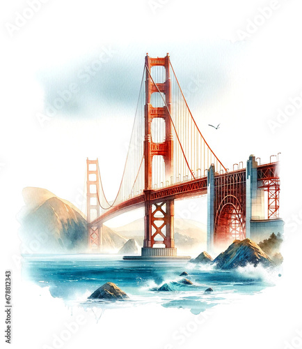 Watercolor Golden Gate Bridge