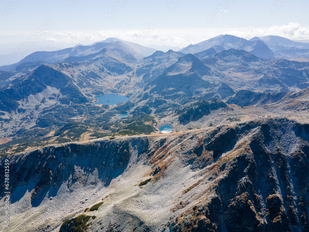 Aerial view Around Polezhan peak, Pirin Mountain, Bulgaria