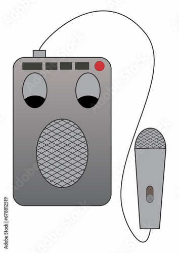retro microphone isolated on white background