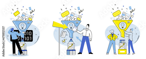 Predictive analytics vector illustration. Strategic decision making relies on predictive analytics to forecast market trends and inform business strategies The database historical data is essential photo