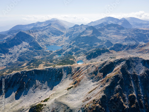 Aerial view Around Polezhan peak, Pirin Mountain, Bulgaria