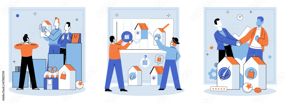 Business Association. Vector illustration. The business association concept emphasizes significance collaboration and shared goals Successful businesses instill trust among their customers